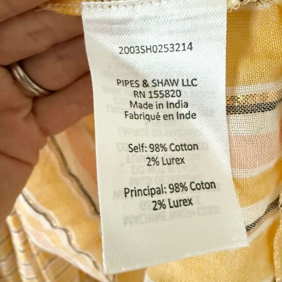 Veronica Beard Serence Cotton Blend Maxi Skirt in Yellow Pink Metallic Stripe S - Picture 7 of 7